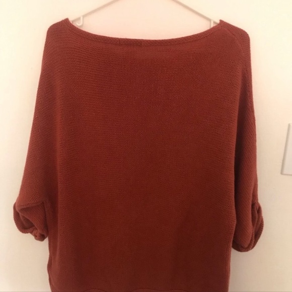 4/$20 H &M knit sweater burnt basic orange oversized crop 3/4 sleeved sweater - Picture 5 of 6